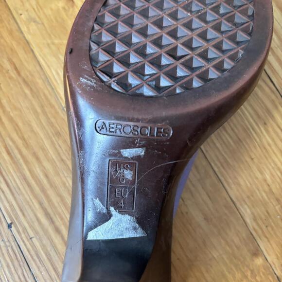 Purple Leather Wedge Sandals Lightly - Picture 4 of 4